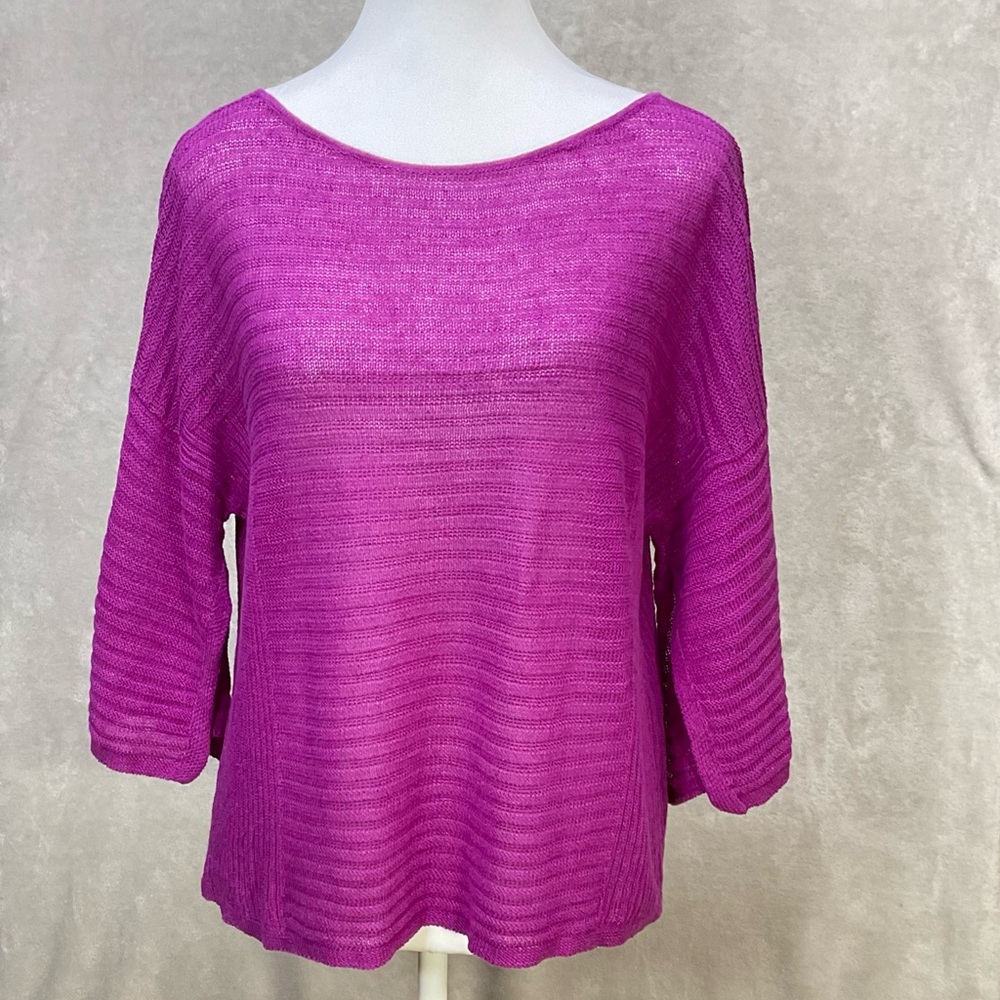 Eileen Fisher Organic Linen Pullover Knit Top Womens M